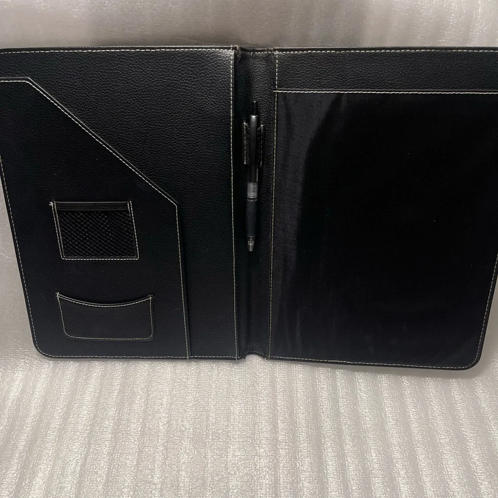 Universal Leather-Look Pad Folio – Black | Slim Business Organizer